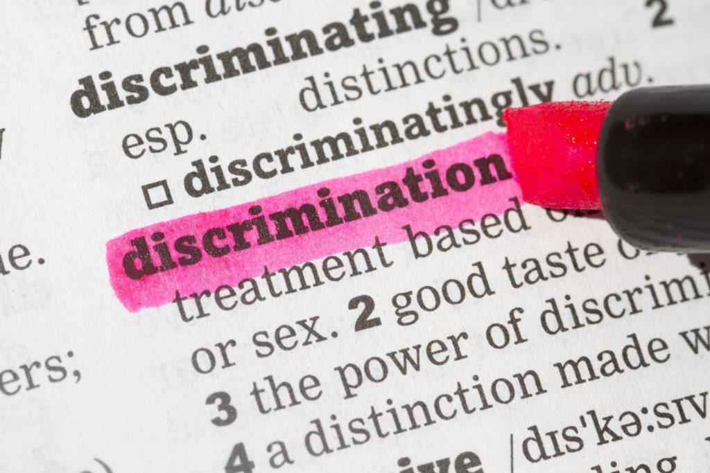 Discrimination  Dictionary Definition single word with soft focus